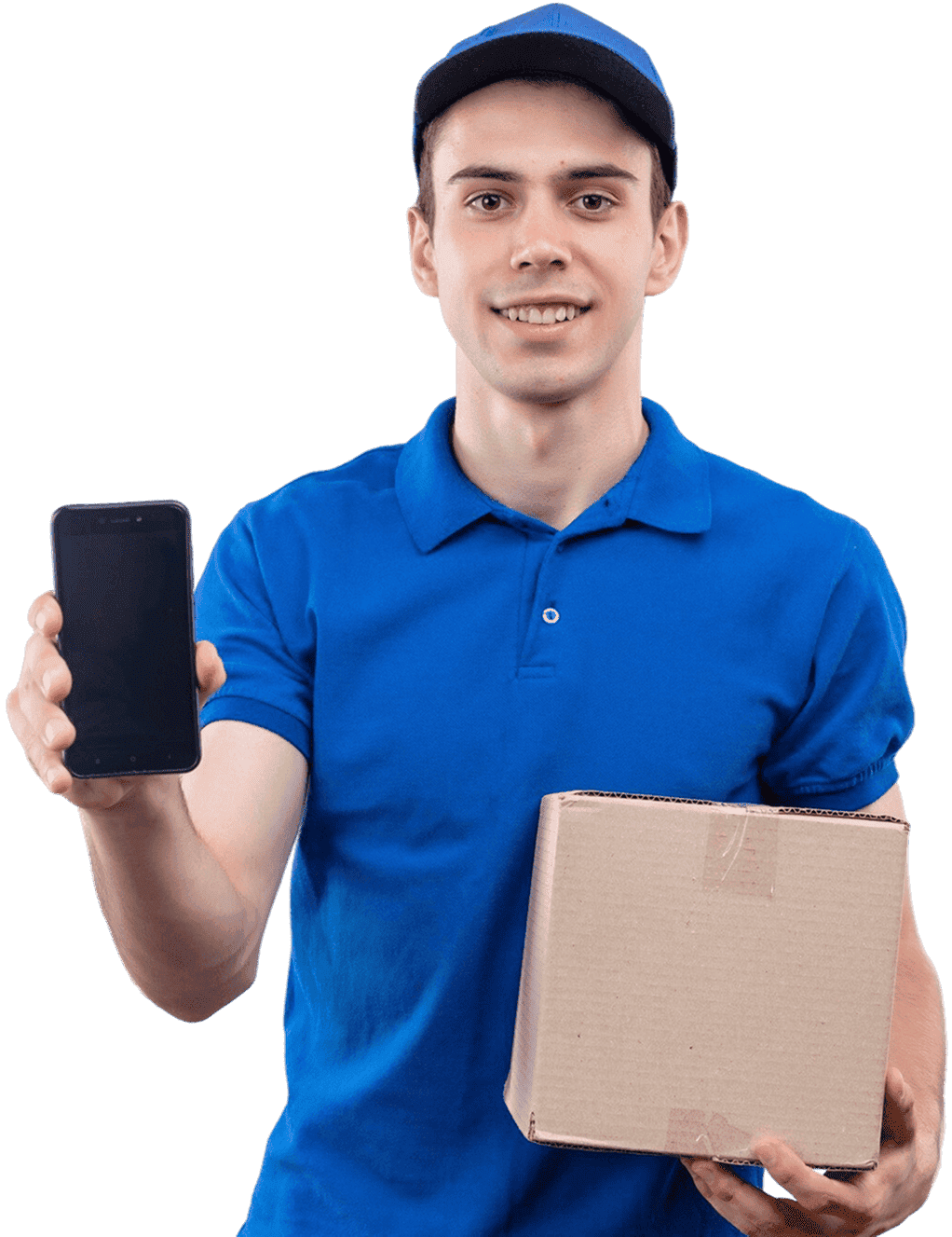 Delivery man holding parcel